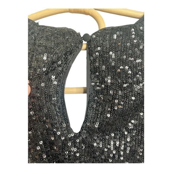 H&M‎ Black Bubble Hem Oversized Long Sleeve Crop Sequins Top NEW Size XS - Picture 5 of 15